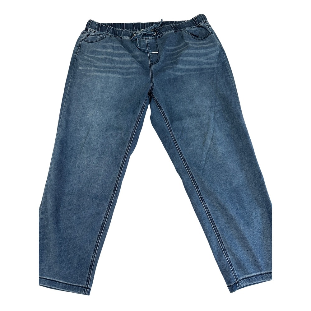 Loralette Womens Plus Size 22/24 Blue Denim Pull On Drawstring Jogger Jeans